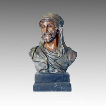 Bustos Escultura de bronce Árabe Figura masculina Artesanía Deco Latón Estatua TPE-109